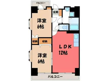 ウエストコート(2LDK/2階)の間取り写真