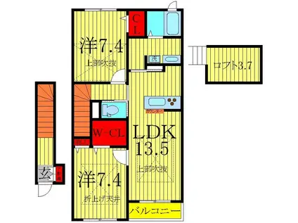 グリナージュV番館(2LDK/2階)の間取り写真