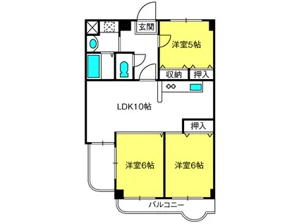 ディアコート参番館(3LDK/4階)の間取り写真