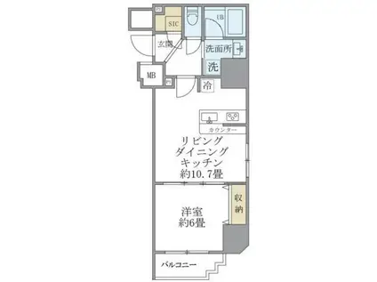 フェリーチェ錦糸町(1LDK/11階)の間取り写真