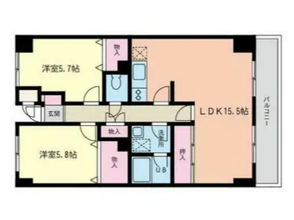 ピオニー・Ⅲ(2LDK/4階)の間取り写真