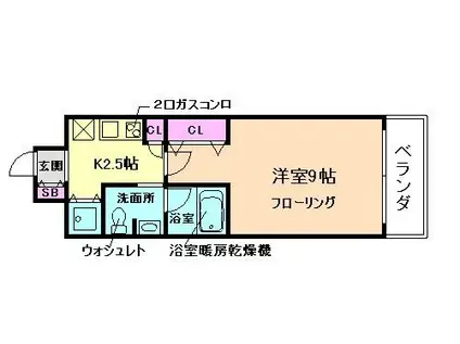 ラ・ティーダ塚本(1K/3階)の間取り写真