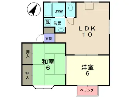 レジデンス明和A(2LDK/2階)の間取り写真