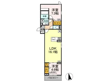 セレスティア竹ノ塚II(2LDK/3階)の間取り写真