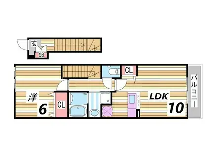 シルバーライニング A棟(1LDK/2階)の間取り写真