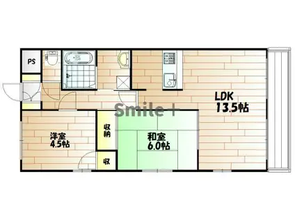 エステートピア浜(2LDK/2階)の間取り写真