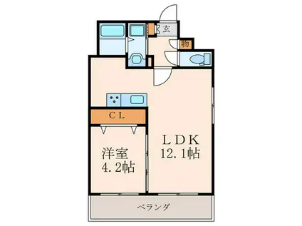 THE AFFINITY CRUZ-SQUARE(1LDK/7階)の間取り写真