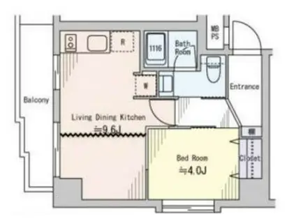 ホーユウパレス鴬谷駅前(2DK/4階)の間取り写真
