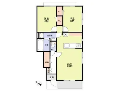 フォレストヴィラ所沢中富(2LDK/1階)の間取り写真