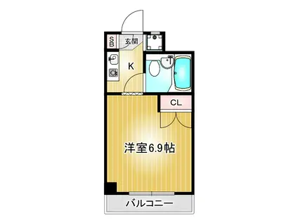 アミーハイツ(1K/2階)の間取り写真