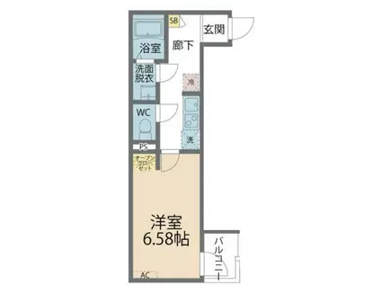 カインドネス本厚木ガーデンI(1K/2階)の間取り写真