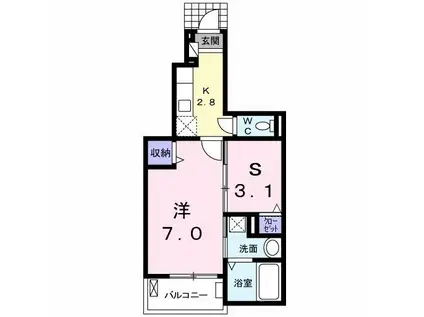 セントラル ホームズ 立川 II(1SK/1階)の間取り写真