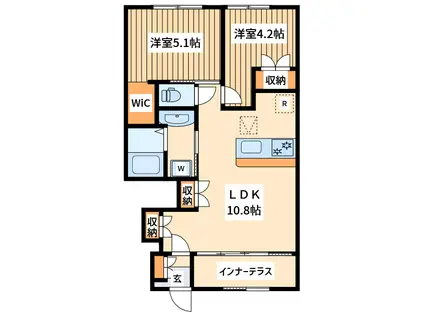 東武野田線 豊四季駅 徒歩18分 2階建 築4年(2LDK/1階)の間取り写真