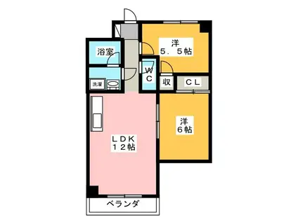 メリエル・フクダ(2LDK/3階)の間取り写真