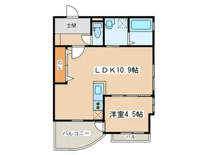 ハイライズミチホ(1LDK/2階)の間取り写真