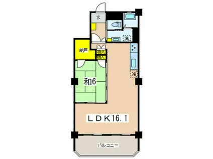 鎌倉ビューパレス(1LDK/4階)の間取り写真