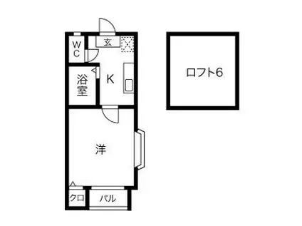 ブルーコート(1K/2階)の間取り写真