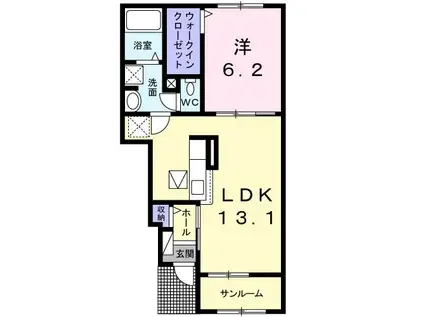 メゾン・ド・コリーヌ B(1LDK/1階)の間取り写真