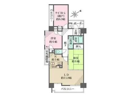 藤和十日市ホームズ(2SLDK/10階)の間取り写真
