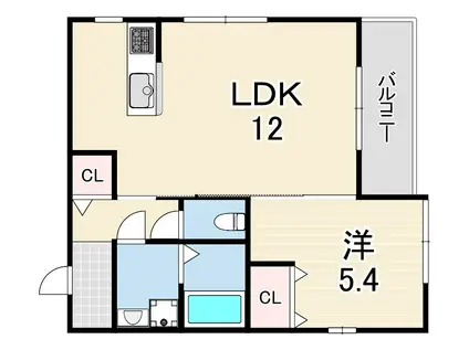 MAISON LUMI&200RE(1LDK/1階)の間取り写真