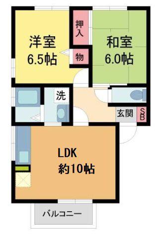 コンフォ大寿A棟(2LDK/1階)の間取り写真