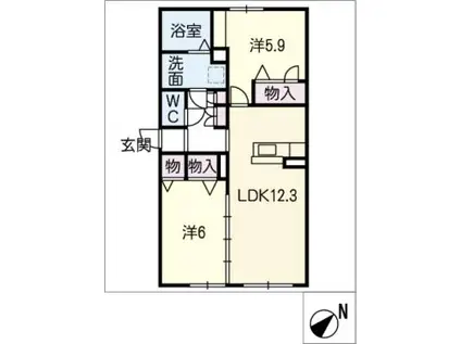 シャーメゾン曙(2LDK/1階)の間取り写真