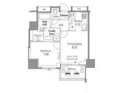 レジディアタワー目黒不動前(1LDK/17階)の間取り写真