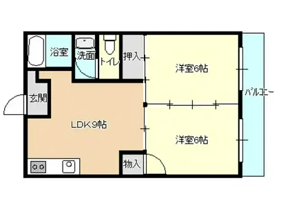 アクアコート(2LDK/4階)の間取り写真