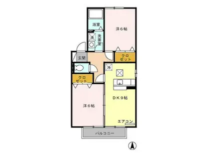 シャルム伊北A(2DK/1階)の間取り写真