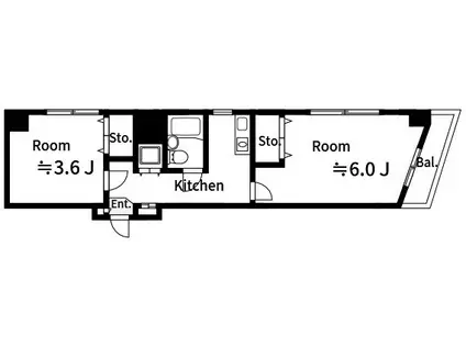 キャピタルビュー向島第2(2K/4階)の間取り写真