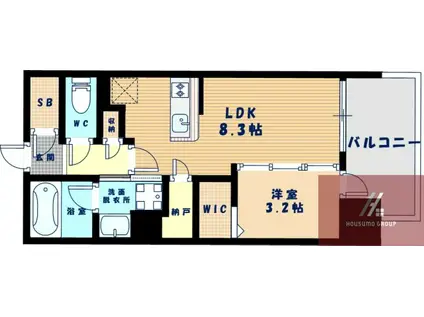 クレアホームズ フラン天王寺駅前(1LDK/7階)の間取り写真