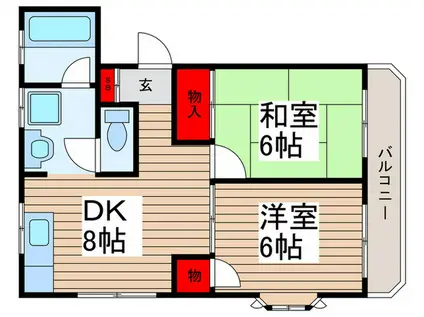 ナスマンション(2DK/1階)の間取り写真