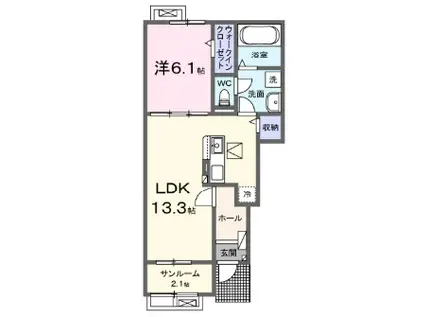 チェルキオ グランデ ウーノ(1LDK/1階)の間取り写真