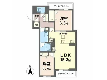 シャーメゾン王寺ノース1(2LDK/1階)の間取り写真