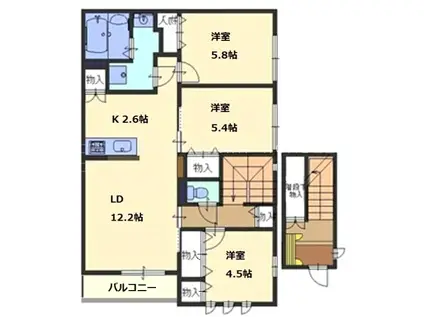 エルメゾン(3LDK/2階)の間取り写真