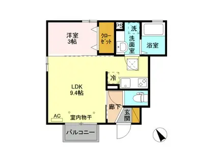 D-ROOMサン・ビリーブ103(1LDK/1階)の間取り写真