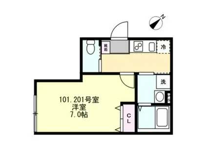 藤沢本町Bアパート(1K/1階)の間取り写真