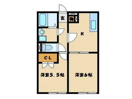 アムールユイットI(2DK/1階)の間取り写真