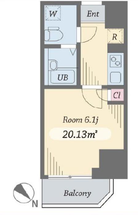 ダイヤモンドタワー西小山(1K/12階)の間取り写真