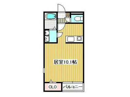 パサージュ南岩国(ワンルーム/1階)の間取り写真