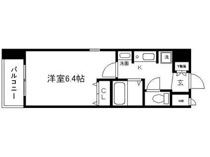 エイペックス京都新京極I(1K/2階)の間取り写真