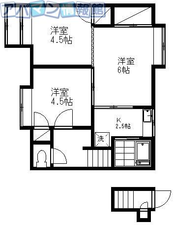 飯島アパート(3K/2階)の間取り写真