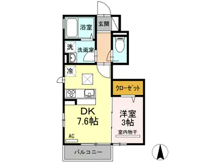 アムール・ホウデン(1DK/1階)の間取り写真