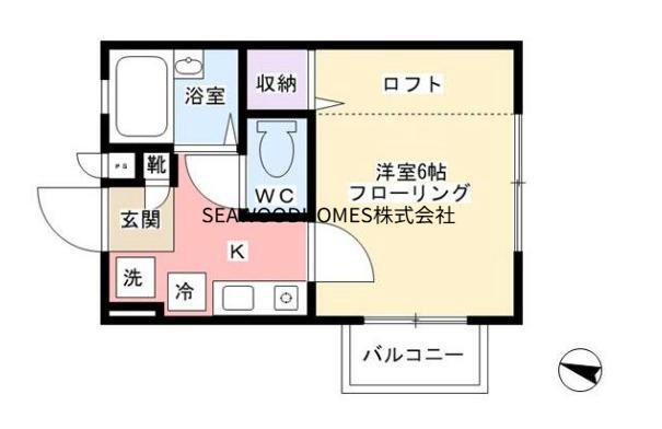 ハイツTOMIE(1K/2階)の間取り写真