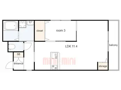 ベリーハイム今津(1LDK/3階)の間取り写真