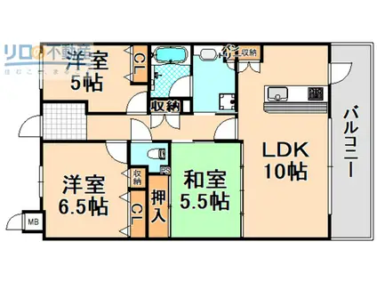 グランアッシュ伊丹北本町203(3LDK/2階)の間取り写真