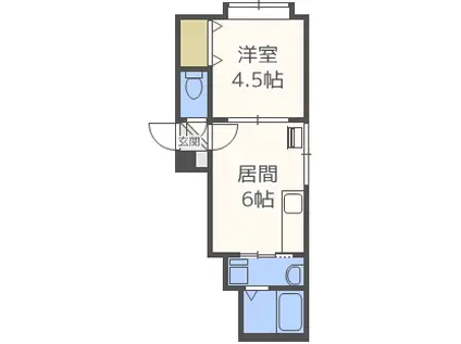 グランデルシャン(1DK/2階)の間取り写真