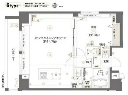 ズーム西新宿(1LDK/13階)の間取り写真