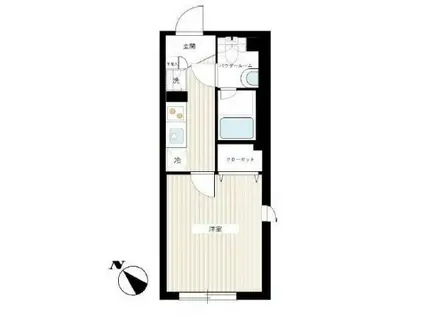 ハーモニーフラッツ中目黒(1K/2階)の間取り写真