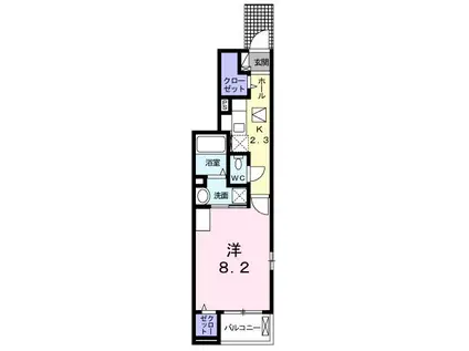 フォンターナ・コルソ(1K/1階)の間取り写真